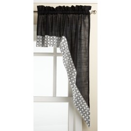 Lorraine Home Fashions Salem 60-Inch X 12-Inch Tailored Cenefa, Negro, Swag 60" x 38", 1