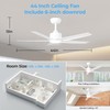 ocioc 44 Inch Ceiling Fans with Lights and Remote, White