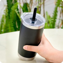 Prurex 20oz Tumbler Straw Lid, Replacement Lid for YETI Rambler 20 oz Tumbler,Spill-proof Lids Covers Fits 3.2" Diameter Tumblers (Black)