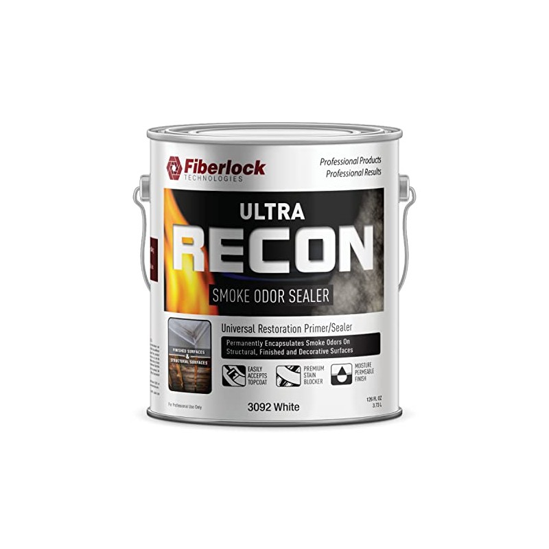 Fiberlock Ultra Recon Premium Smoke Odor Sealer, White, 1 Gallon,