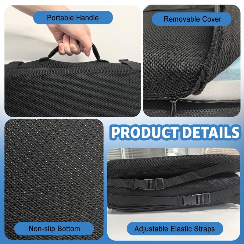varrisin 2-in-1 Adjustable-Height Hip Cushion Post Surgery for Long Sitting
