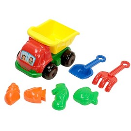 Ikeda Kogyosha 000009260 Dump Truck, 7-Piece Set, Sandbox Play, Dump Truck, Square Scoop, Cumade, Sand Mold 4 Pieces, Color Not Available