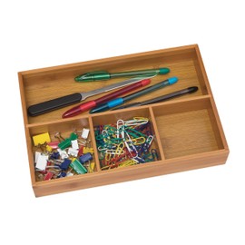 Lipper International 824 Bamboo Wood 4-Compartment Organizer Tray, 11 5/8" x 7 7/8" x 1 3/4"