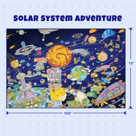 Solar System Explorer 6x9 Kids Area Rug – Educational Outer Space Map with Planets, Rockets, Robots & Aliens – Ideal for Playroom, Classroom, Living Room, or Science-Loving Children