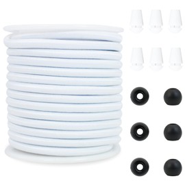 ZHFMLY 4mm 30ft White Bungee Roll Elastic String Shock Rope Elastic Stretchy Cord th Nylon Sleeve and Heavy Strength for Shoes Laces, Bags,Kayak Decks, DIY Crafts ZH154