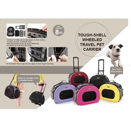 PET LIFE 'Final Destination' Airline Approved 2-in-1 Tough-Shell Wheeled Collapsible Travel Fashion Pet Dog Carrier Crate, One Size, Purple