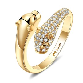 Ring for women made of silver in the shape of a shiny panther. Rings for women made of silver with silver or gold surface. Women's jewellery ideal for couples, mothers, girlfriends. Women's rings