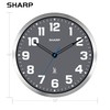 Sharp Atomic Analog Wall Clock - 12" Grey Face, Silver
