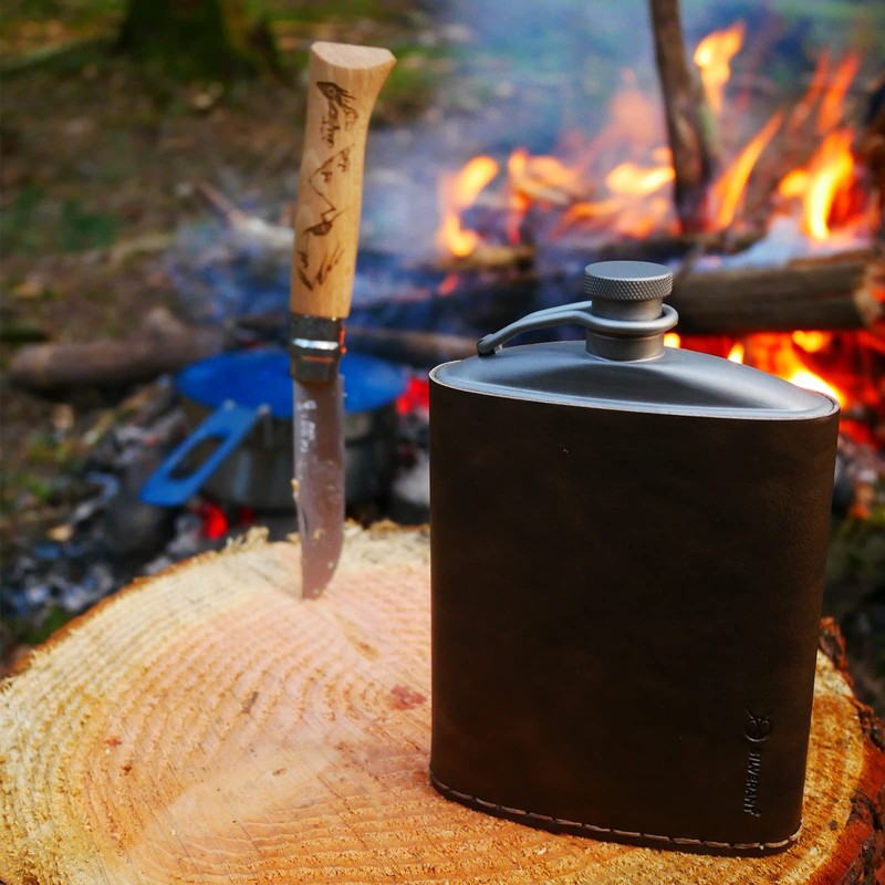 SILVERANT Titanium Flask Canteen, 220ml Pocket Flask Camping Hip Flask