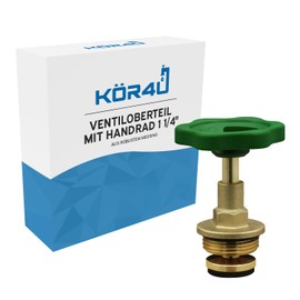 kör4u Valve Top with Hand Wheel Green, 1 1/4 Inch, Brass, (1 1/4")