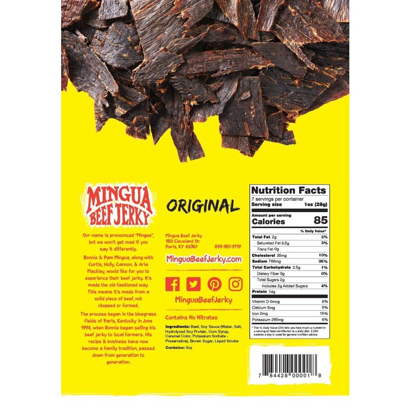 Mild Mingua Beef Jerky - Four (4) Bags 7 oz