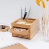 Navaris Bamboo Desk Organiser Small - with Pen Holder and