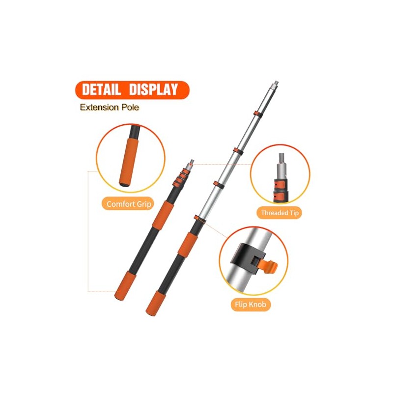 LAANPOLE Telescoping Pole, 5-20FT Aluminum Extension Pole(26FT Reach), Multi-Purpose Paint