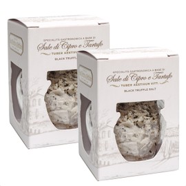 2 x Black Truffle Salt, Hand-Harvested Sea Salt Flakes Infused With Truffles, Elevate Your Cooking With This Gourmet Italian Seasoning & Condiment, 2 x 50g Jars