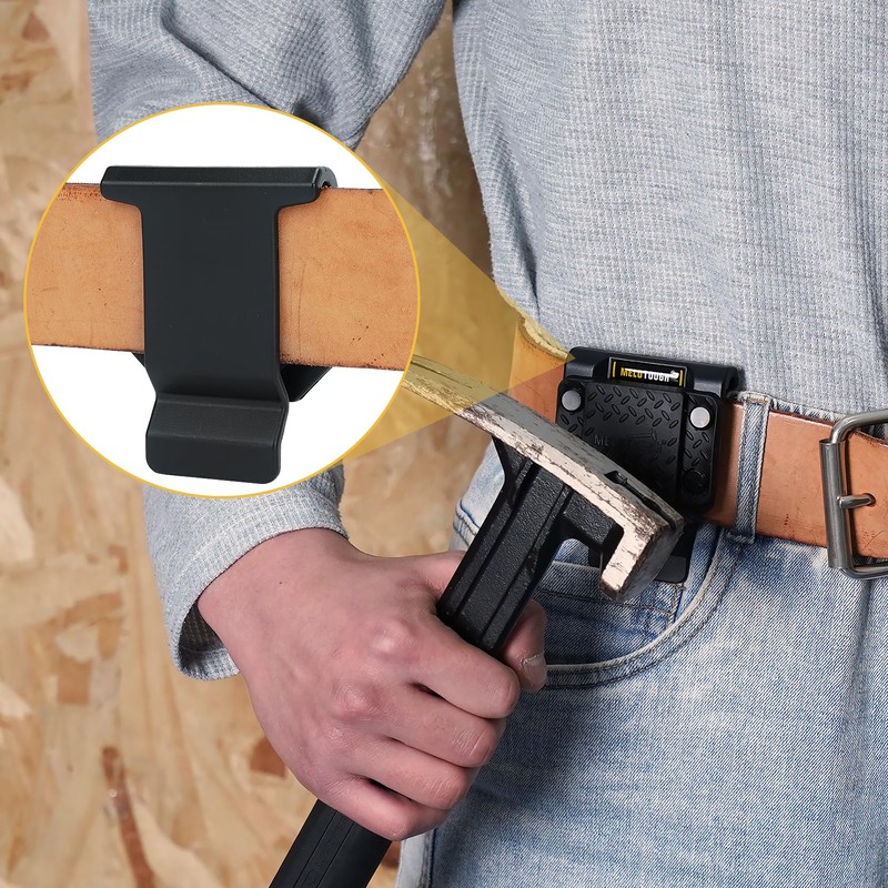 MELOTOUGH Magnetic Belt Clip Strong Magnetic Tool Holder for Screws,Nails,Hammer,Wrench,Screwdriver,Pliers,Sockets,Trowel