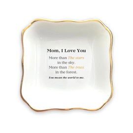 HatafaFurni Ceramic Trinket Tray for Mom Birthday Gifts - Ring Dish Holder for Mom from Daughter Son - I Love You MORE THAN The Stars in The Sky Jewelry Dish for Mother's day, Christmas, Wedding Gifts