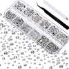 2000 Pieces Flat Back Gems Round Crystal Rhinestones 6 Sizes