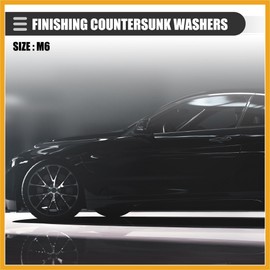 Partuto Universal Finishing Countersunk Fender Bumper Washers, Gasket Screw Engine Bay Dress Up Fastener Kit for Motorcycle, M6, Aluminum Alloy, Blue, 6pcs Replacement