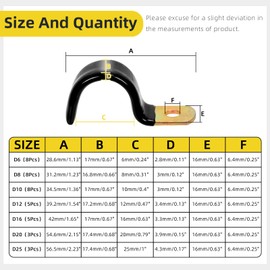 Mardatt 40Pcs 7 Sizes 6mm-25mm Vinyl Coated Cable Half-Clamps Kit, Galvanized Steel Rubber Coated Cushioned Insulated Cable Clamp, Metal Clamp Pipe Clamps P Clips for Pipe Tube Line