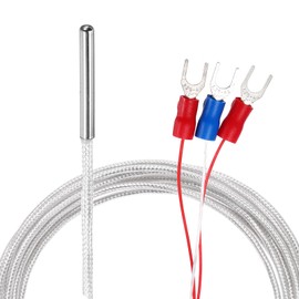 sourcing map RTD PT100 Temperature Sensor Probe, -50℃ to 200℃ Temperature Controller Stainless Steel Thermocouple Waterproof with 3 Wire Terminal, 9.8ft