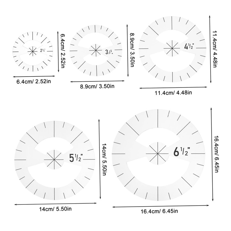 VILLFUL Sewing Ruler Set 5pcs Acrylic Quilting Templates Quilting Ruler