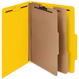 Staples 100% Recycled Heavy Duty Classification Folder, 2-Dividers, 2" Expansion, Letter Size, Yellow, 10/Box (ST62549)