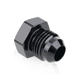 6AN Male to 9/16-18 Male Flare Blanking Plug Fitting Adapter Hex Aluminum Black, Widely Used in Fuel Rail, Oil Cooler,Fuel Pump (1PCS)