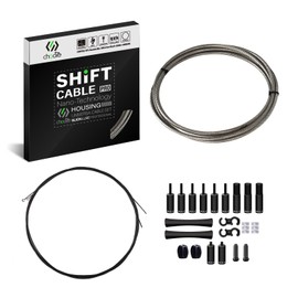 Chooee 2xPro Bike Gear Cable Set,MTB Gear Cable for Mountain Bike/Road Bike, Bike Shifter Cable Housing Coated Braided & Teflon Inner line,Titanium Silver