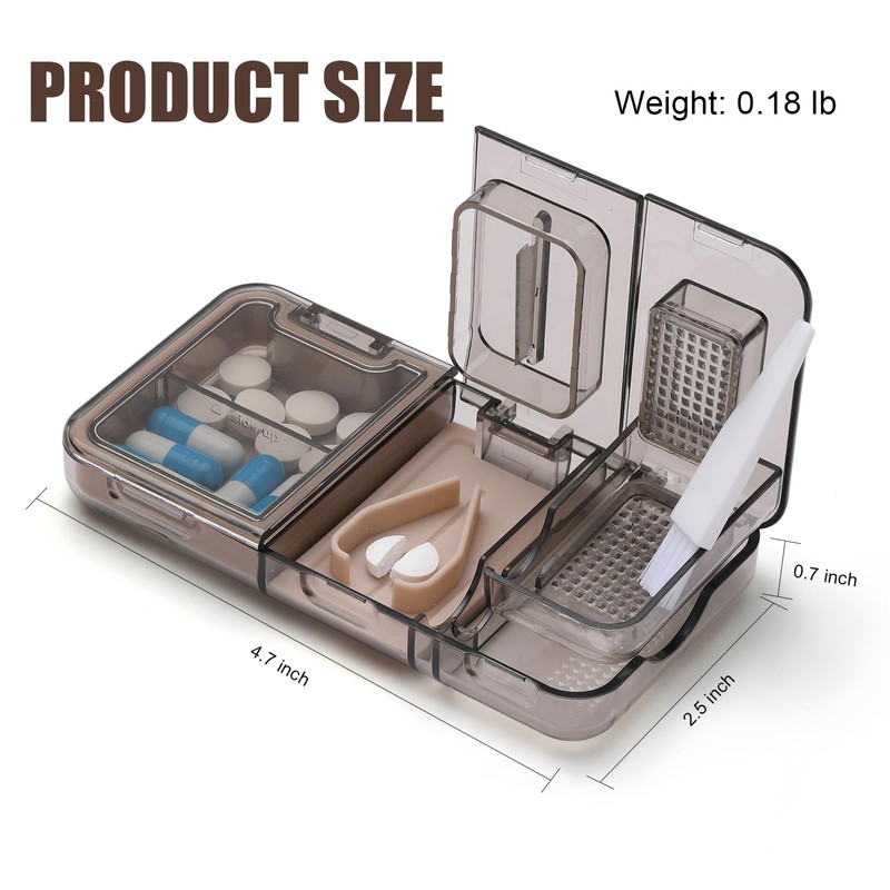 RICHCEE 3 in 1 Pill Cutter&Splitter with Cutter &Storage &Grind,