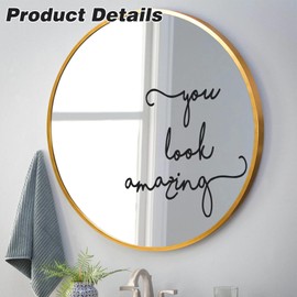 JIEYAO 2-Pack You Look Amazing Mirror Decal, 11.8"x3.54" Mirror Vinyl Decal Bathroom Wall Decor Positive Affirmation Sticker for Bathroom Decor (Black)