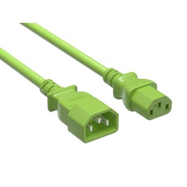 Cable Leader 3ft Power Extension Cable IEC320 C13 to IEC320 C14, 18 AWG, 10 Amp, Green Computer Power Cord