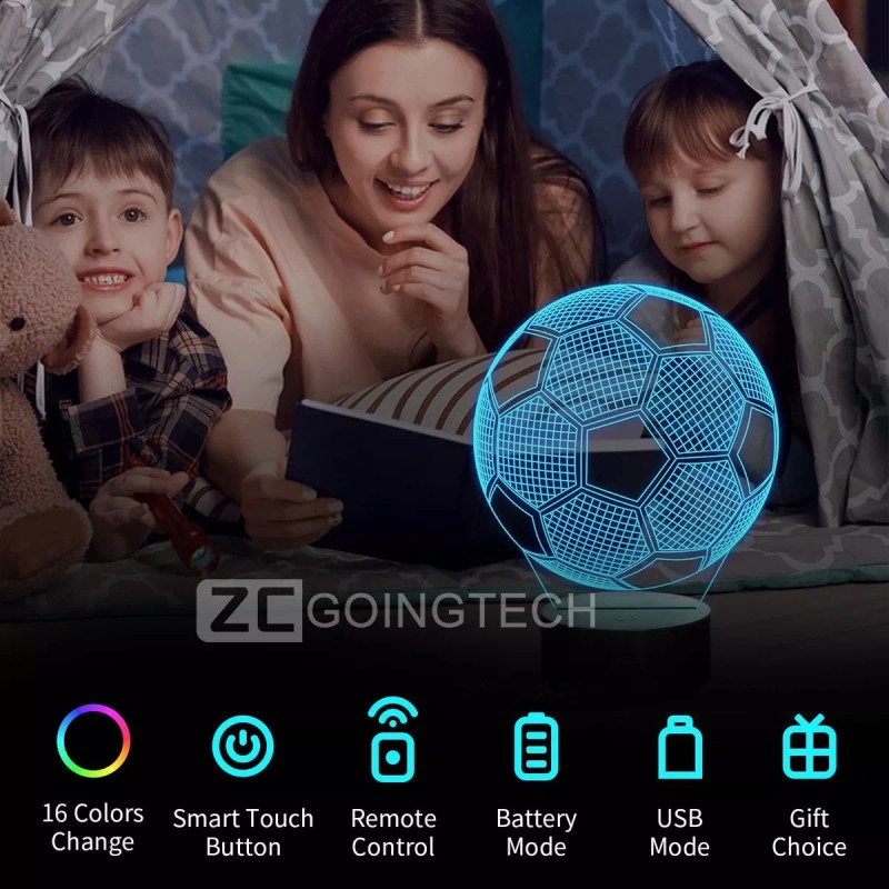 Zcgoingtech Lámpara Led 3d Acrílico De Fútbol Regalos Para Hombres