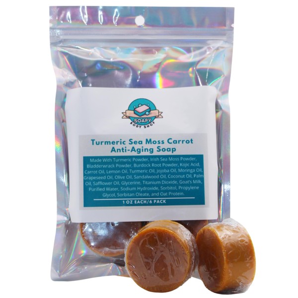 Turmeric Sea Moss Carrot Soap Bar, 6 Pack (1 Ounce