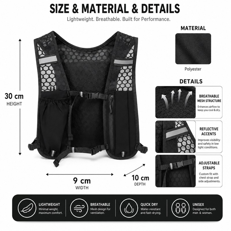 Lightweight Hydration Backpack for Running & Hiking – Breathable Water