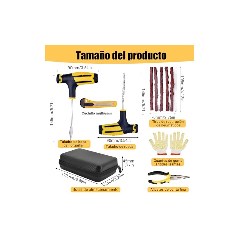 Kit de Reparación de Emergencia para Llantas de Moto, Kit