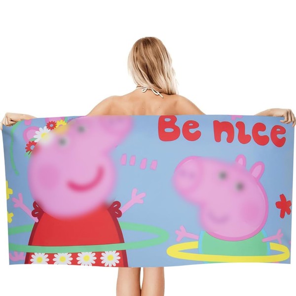WFKKMEQ Pig Beach Towel, Pig Kids Super Soft Feel Towel,