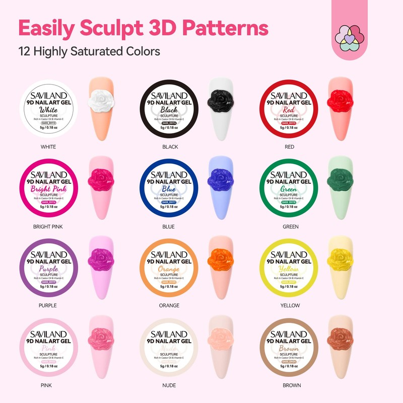 SAVILAND SSPro X 3D Nail Gel Kit 12 Colors: Easily