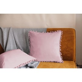 Pagnanno. Set of 2 Soft Velvet Cushion Covers 45x45cm(18x18 Inches) Pom Throw Pillowcases Square Cushion Covers for Chairs,living and bedroom with Invisible Zipper(18"x18" (Pack of 2), Blush Pink)