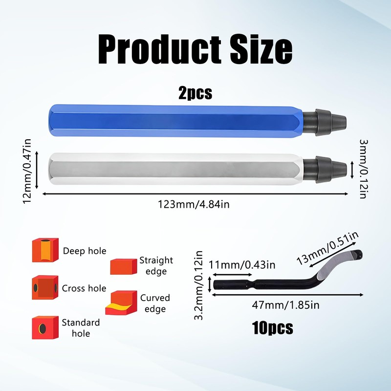 Deburring Tool, Pipe Deburring Tool with 2 handles and 10