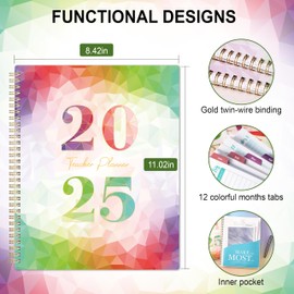 Teacher Planner 2025- Teacher Lesson Planner 2025, Jan. 2025 - Dec. 2025, 8.5'' x 11'' Academic Planner 2025, Planner 2025 with Monthly Tabs, Lesson Planner Book for Teachers