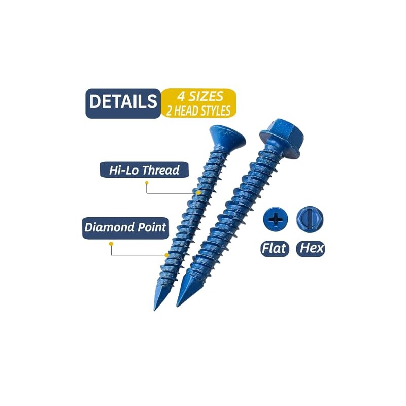 Kit de surtido de 232 piezas de tornillos para concreto