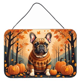 Caroline's Treasures DAC1046DS812 Fawn French Bulldog Fall Wall or Door Hanging Prints Aluminum Metal Sign Kitchen Wall Bar Bathroom Plaque Home Decor, 8x12, Multicolor