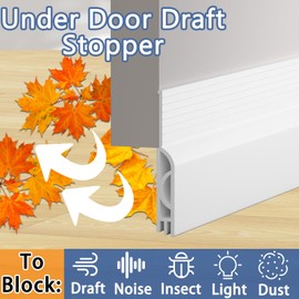 Under Door Draft Stopper, Self-Adhesive Door Sweep for Bottom of Door, Weather Stripping Doors Seal Soundproofing Insulation Strip, Doors Bottom Gap Blocker for Exterior/Interior (1M, White)