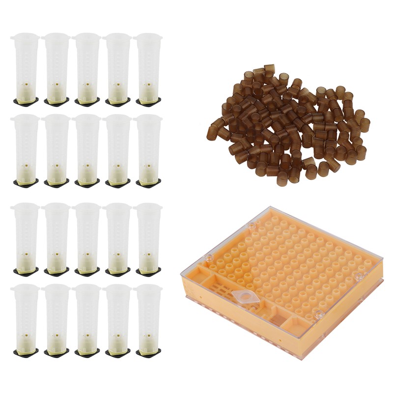 Queen Bee Rearing Box Cage Plastic Breeding Cell Cup Kit