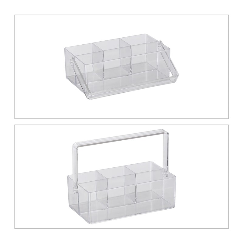 Relaxdays 4 Compartments Plastic Desk Organizer & Cosmetic Storage Portable
