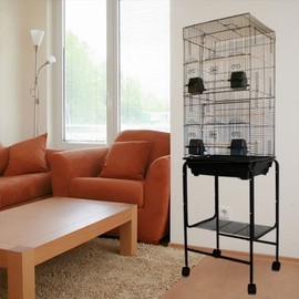 Mcage New Large Tall Canary Parakeet Cockatiel Lovebird Finch Bird Cage with Stand *Black