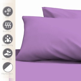 Pizuna Luxury Soft Satin Pillowcase, Pack of 2, 70 x 90 cm, Purple, 400 Thread Count Cotton Pillow Slips, 100% Long Staple Cotton Pillow Cover