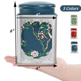 ELFULLY 3 Pack Airtight Tea Tin Canister, 38 OZ Tinplate Empty Loose Tea Box, Chinese Style Jar with Double Lids, Matcha Tin Containers, Vintage Square Coffee Canisters for Candy Nut Spice Kitchen