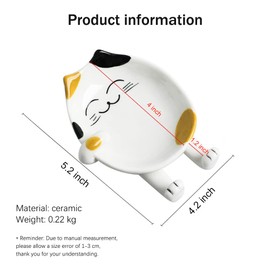 Cat Spoon Rest Ceramic Cute Spoon Holder Rest for Stove Top Cat Kitchen Accessories, Stove Holder Utensil Spoon Rest for Kitchen Counter (Yellow)