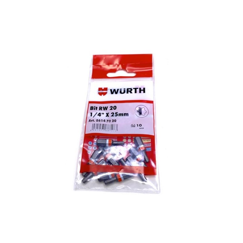 Würth 10x RW® 20 1/4 Inch x 25 mm Bits